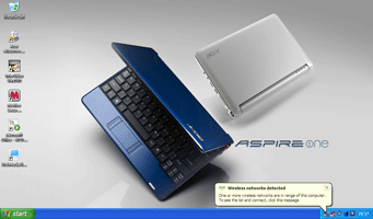 Screen shot from partially restored Aspire One Netbook
